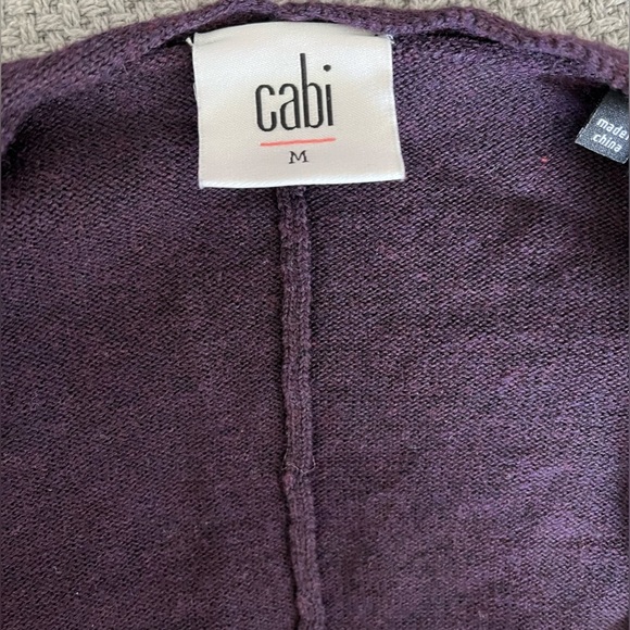 Cabi Women's Purple Sweater, Open Scarf-Hem, Crossing Detail on Back; Size M - Picture 5 of 12